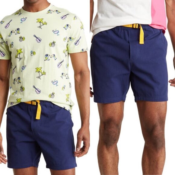 NEW Sovereign Code Snapshot Shorts‎ Navy Blue Mens Size Large Nordstrom Belted L - Picture 1 of 15